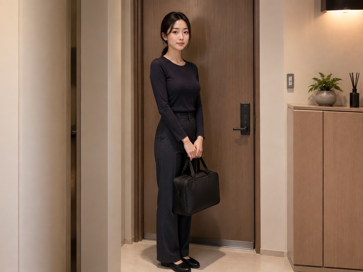 서울 논현동 방문 홈케어 일정을 준비하는 젊은 성인 한국 여성 관리사